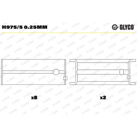 GLYCO Kurbelwellenlager H975/5 0.25mm