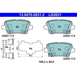 Bremsbelagsatz, Scheibenbremse 13.0470-2631.2