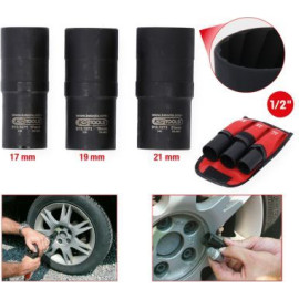 KS TOOLS Set aus 3-teiligen Power-Stecknussmuttern mit Spiralprofil, 17-21 mm 913.1270