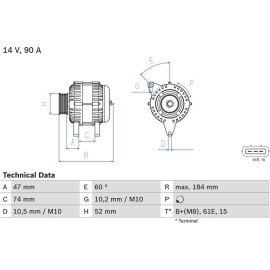 Lichtmaschine 0 986 041 190