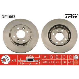 TRW Bremsscheibe Saab S. 900/9000 DF1663 TRW Bremsscheibe Saab S. 900/9000 DF1663