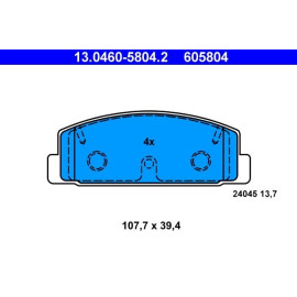 ATE Bremsbelagsatz Mazda Hinterachse 323/626/6 98 13.0460-5804.2 ATE Bremsbelagsatz Mazda Hinterachse 323/626/6 98 13.0460-5804.2
