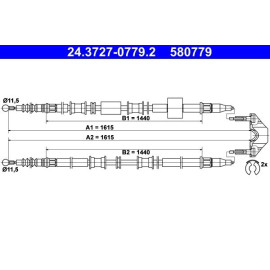 ATE Handbremsseil Seilzug Festellbremse 24.3727-0779.2