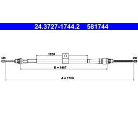 ATE Handbremsseil Seilzug Festellbremse 24.3727-1744.2