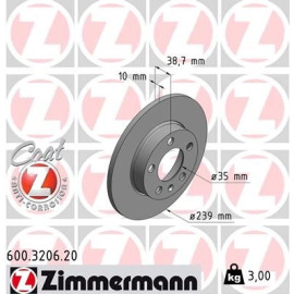 Zimmermann Bremsscheibe Hinterachse 600.3206.20 Zimmermann Bremsscheibe Hinterachse 600.3206.20