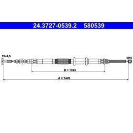 ATE Handbremsseil 24.3727-0539.2 ATE Handbremsseil 24.3727-0539.2