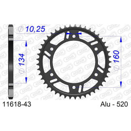 AFAM Kettenrad ALU 43 Zähne 11618-43 AFAM Kettenrad ALU 43 Zähne 11618-43