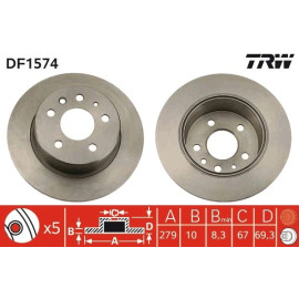 TRW Bremsscheibe Mercedes-Benz W115/123/126 76-85 DF1574