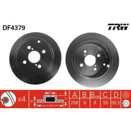 TRW Bremsscheibe Toyota Corolla 1.4-1.8 02-07 DF4379 TRW Bremsscheibe Toyota Corolla 1.4-1.8 02-07 DF4379