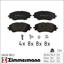 ZIMMERMANN Bremsbelagsatz, Scheibenbremse 26620.180.2