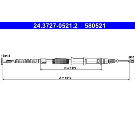 ATE Handbremsseil 24.3727-0521.2 ATE Handbremsseil 24.3727-0521.2