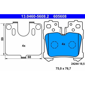 BREMSBELAGSATZ LEXUS T. LS 4,6 06-75 X 76,7 X 18,5BEZ CZUJNIKA 13.0460-5608.2