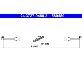 ATE Handbremsseil Seilzug Festellbremse 24.3727-0480.2