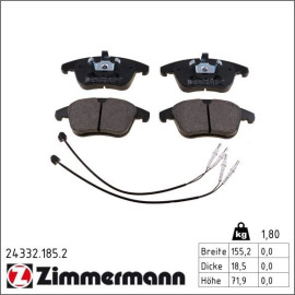 ZIMMERMANN Bremsbeläge 24332.185.2