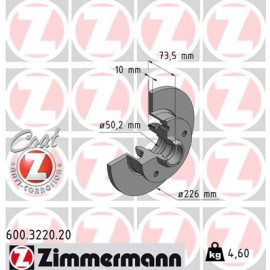 Zimmermann Bremsscheibe Hinterachse mit ABS Ring 600.3220.20 Zimmermann Bremsscheibe Hinterachse mit ABS Ring 600.3220.20