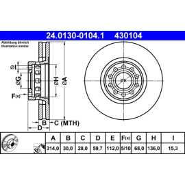 Bremsscheibe Audi S. A6/A8 2.8-4.2 94-02 24.0130-0104.1 Bremsscheibe Audi S. A6/A8 2.8-4.2 94-02 24.0130-0104.1