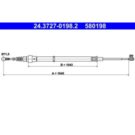 ATE Handbremsseil 24.3727-0198.2 ATE Handbremsseil 24.3727-0198.2