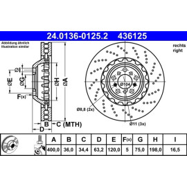 Bremsscheibe Bmw S. 5/6 4.4 11- Pr 24.0136-0125.2 Bremsscheibe Bmw S. 5/6 4.4 11- Pr 24.0136-0125.2
