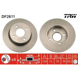 TRW Bremsscheibe Nissan Micra DF2611 TRW Bremsscheibe Nissan Micra DF2611