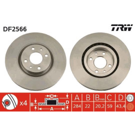 TRW Bremsscheibe Fiat Stilo/Mare (Brembo) DF2566 TRW Bremsscheibe Fiat Stilo/Mare (Brembo) DF2566