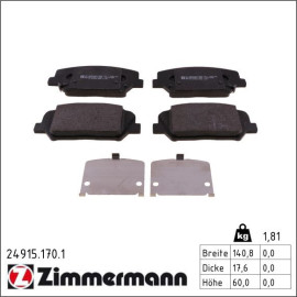 ZIMMERMANN Bremsbeläge 24915.170.1