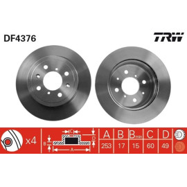 TRW Bremsscheibe Opel Agila DF4376