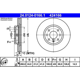 ATE Bremsscheibe Opel Vorderachse Combo/Corsa/Tigra 1.3-1.7 D 00 24.0124-0166.1 ATE Bremsscheibe Opel Vorderachse Combo/Corsa/Tigra 1.3-1.7 D 00 24.0124-0166.1