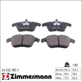 ZIMMERMANN Bremsbeläge 24332.185.1