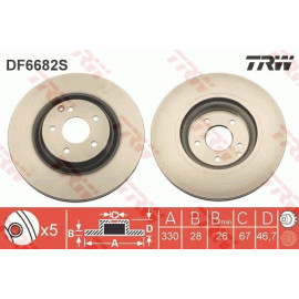TRW Bremsscheibe Mercedes-Benz W203/C209 320Cdi/350B 330X28 DF6682S TRW Bremsscheibe Mercedes-Benz W203/C209 320Cdi/350B 330X28 DF6682S
