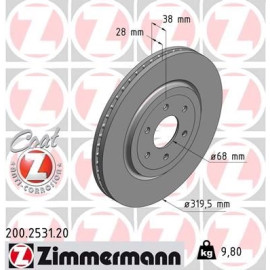 ZIMMERMANN Bremsscheibe 200.2531.20 ZIMMERMANN Bremsscheibe 200.2531.20