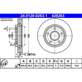 ATE Bremsscheibe Fiat Vorderachse Freemont 2.0 Jtd/2.4-3.6 11 24.0128-0263.1 ATE Bremsscheibe Fiat Vorderachse Freemont 2.0 Jtd/2.4-3.6 11 24.0128-0263.1