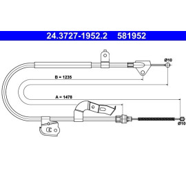 ATE Handbremsseil 24.3727-1952.2 ATE Handbremsseil 24.3727-1952.2