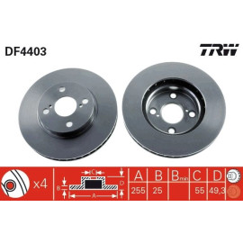TRW Bremsscheibe Toyota Corolla DF4403 TRW Bremsscheibe Toyota Corolla DF4403