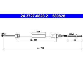 ATE Handbremsseil 24.3727-0828.2 ATE Handbremsseil 24.3727-0828.2