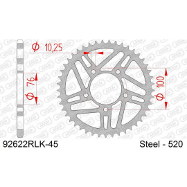 AFAM Kettenrad STAHL 92622RLK-45