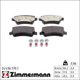 ZIMMERMANN Bremsbeläge 24496.170.1