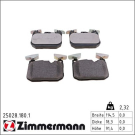 ZIMMERMANN Bremsbelagsatz, Scheibenbremse 25028.180.1