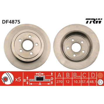DF4875 TRW Bremsscheibe Hinterachse DF4875 DF4875 TRW Bremsscheibe Hinterachse DF4875