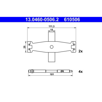 ATE Zubehörsatz Bremsbeläge 13.0460-0506.2 ATE Zubehörsatz Bremsbeläge 13.0460-0506.2