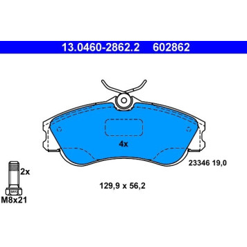 13.0460-2862.2 ATE Bremsbelagsatz Citroen Vorderachse Xsara Picasso 1, 6-2, 0 16V 99-10 13.0460-2862.2