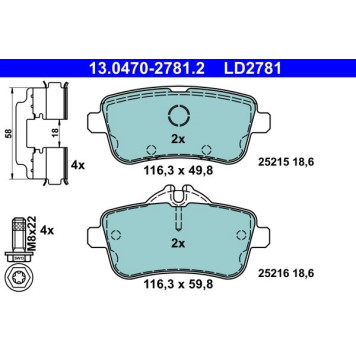 13.0470-2781.2 ATE Bremsbelagsatz Mercedes-Benz Hinterachse W166 2, 1-3, 0 11- Keramik 13.0470-2781.2 13.0470-2781.2 ATE Bremsbelagsatz Mercedes-Benz Hinterachse W166 2, 1-3, 0 11- Keramik 13.0470-2781.2