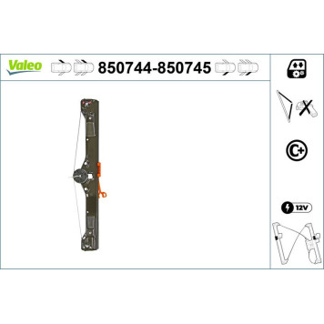 VALEO 850744 Fensterheber vorne links, elektrisch, mit Komfortfunktion, ohne Motor VALEO 850744 Fensterheber vorne links, elektrisch, mit Komfortfunktion, ohne Motor