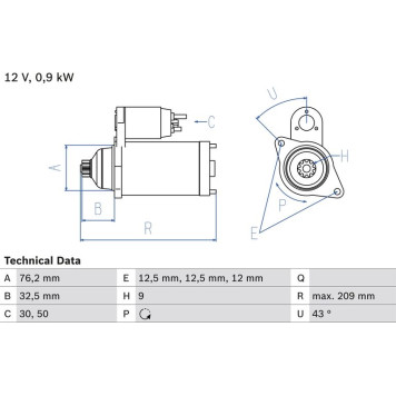 0 986 019 890 Bosch Starter 0 986 019 890