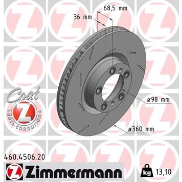 Zimmermann Bremsscheibe Vorderachse links 460.4506.20 Zimmermann Bremsscheibe Vorderachse links 460.4506.20