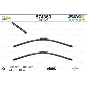 574363 Valeo VM322 Silencio X.TRM Wischer 574363 574363 Valeo VM322 Silencio X.TRM Wischer 574363