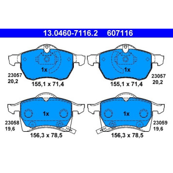 13.0460-7116.2 ATE Bremsbelagsatz Opel Vorderachse Astra G/Zafira 1, 6-2, 2 98-05 13.0460-7116.2 13.0460-7116.2 ATE Bremsbelagsatz Opel Vorderachse Astra G/Zafira 1, 6-2, 2 98-05 13.0460-7116.2