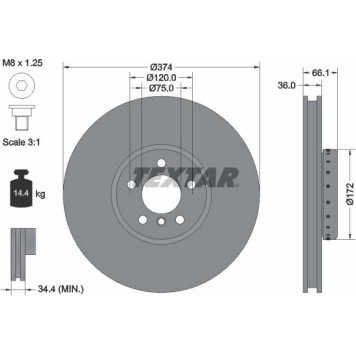 Textar Bremsscheibe 92266225 – links Textar Bremsscheibe 92266225 – links