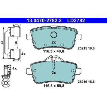 13.0470-2782.2 ATE Bremsbelagsatz Mercedes-Benz Hinterachse W166/C292/X166 2, 1-4, 7 11- Keramik 13.0470-2782.2 13.0470-2782.2 ATE Bremsbelagsatz Mercedes-Benz Hinterachse W166/C292/X166 2, 1-4, 7 11- Keramik 13.0470-2782.2