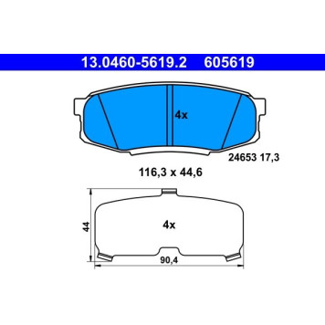 13.0460-5619.2 ATE Bremsbelagsatz Toyota Hinterachse Land Cruiser 4.5D/4.6-4.7 V8 08 13.0460-5619.2 13.0460-5619.2 ATE Bremsbelagsatz Toyota Hinterachse Land Cruiser 4.5D/4.6-4.7 V8 08 13.0460-5619.2