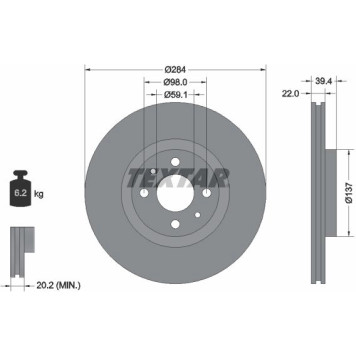 92055203 Textar Bremsscheibe 92055203 92055203 Textar Bremsscheibe 92055203